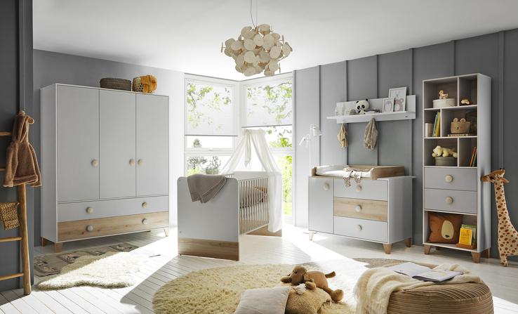 Kinder-Drehtürenschrank FIEN grau/ braun