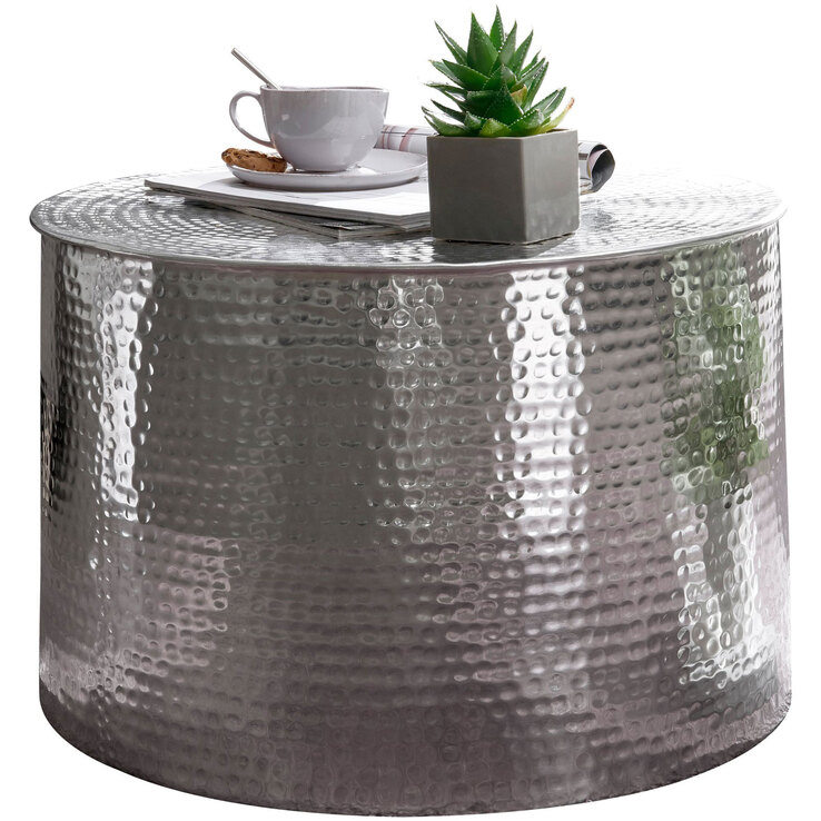 Couchtisch rund 61 cm Silberfarbig