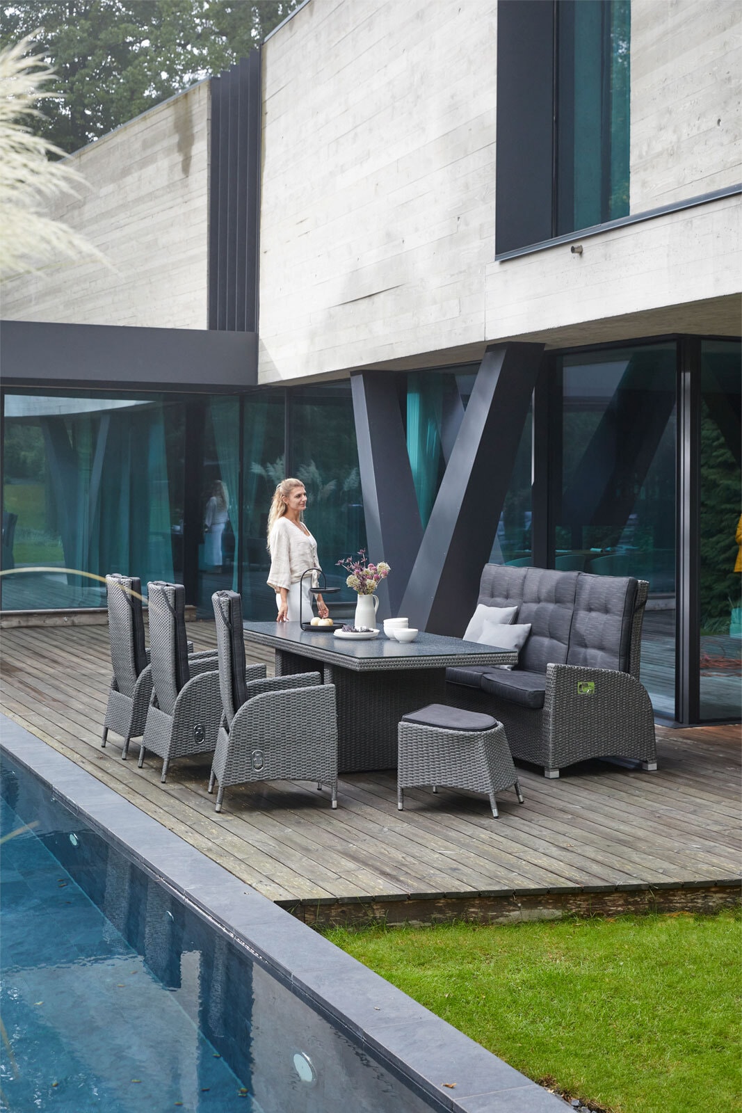 Garden FLAIR Dining Gartensofa 3-Sitzer LIANA graumix