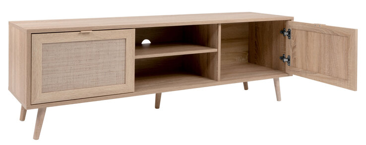 TV-Lowboard BALI 150 x 52 cm Sonoma Eiche/ Rafia Geflecht