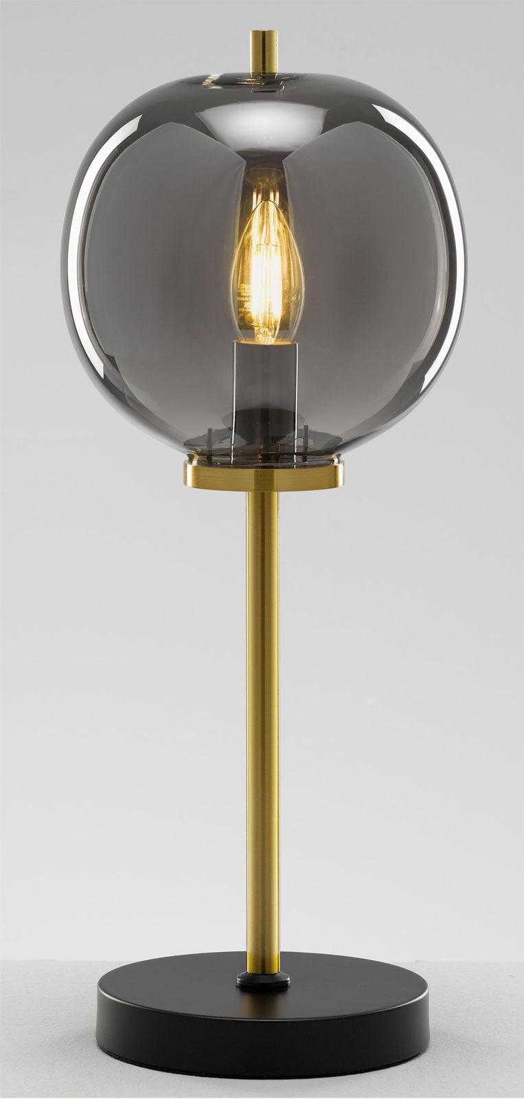 casaNOVA Retrofit Tischlampe TANO 45 cm schwarz /Rauchglas