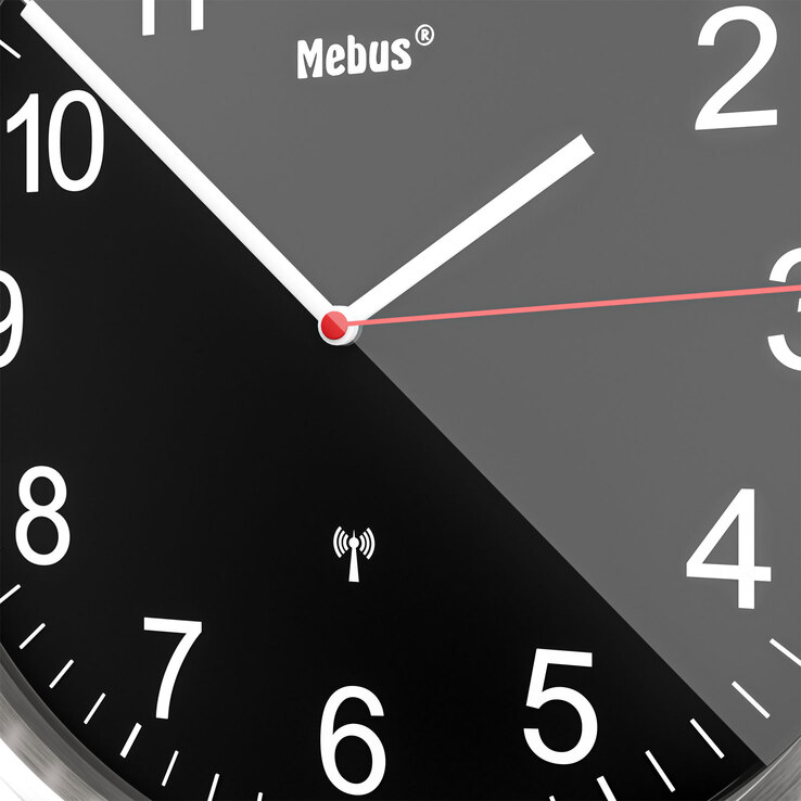 Mebus Funk-Wanduhr silberfarbig/schwarz