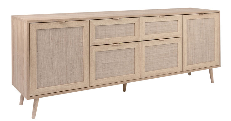 Sideboard BALI 180 x 71 cm Sonoma Eiche/ Rafia Geflecht