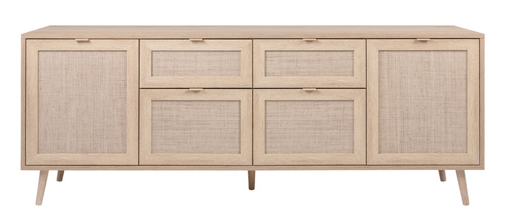 Sideboard BALI 180 x 71 cm Sonoma Eiche/ Rafia Geflecht