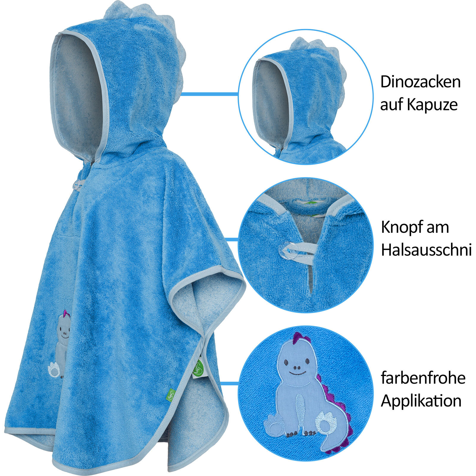 Smithy Badeponcho DINO 55 x 70 cm blau