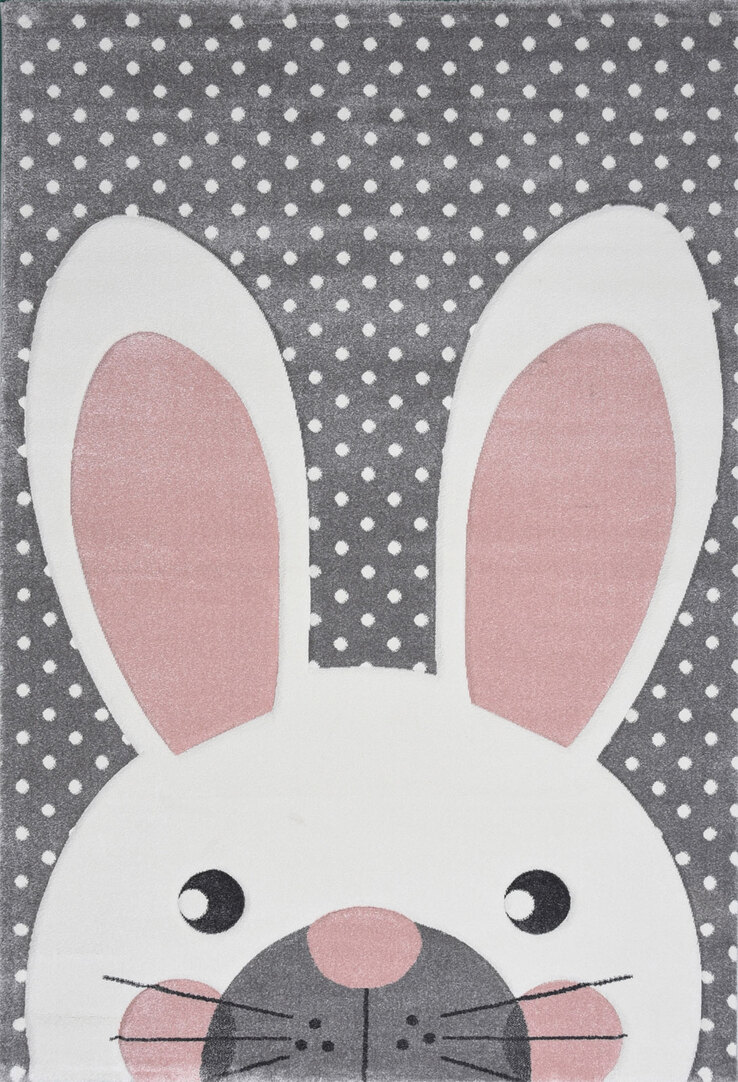 Kinderteppich PASTEL KIDS HASE 80 x 150 cm grau