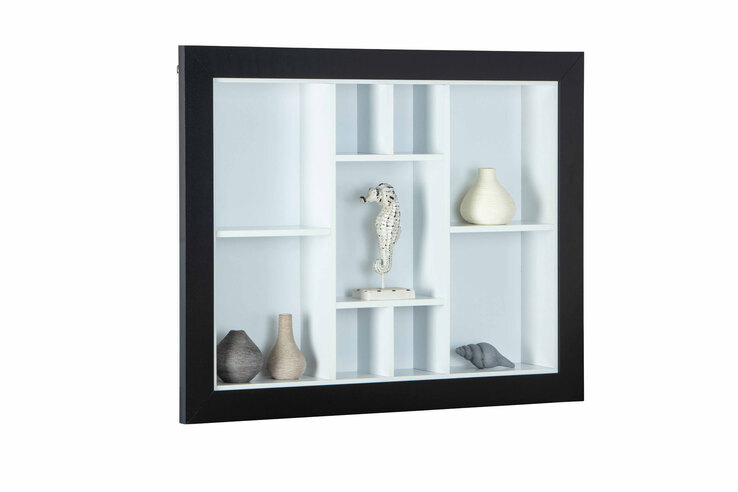 Sammlervitrine THOMAS 90,5x70,5x13,7 cm Schwarz/Weiß