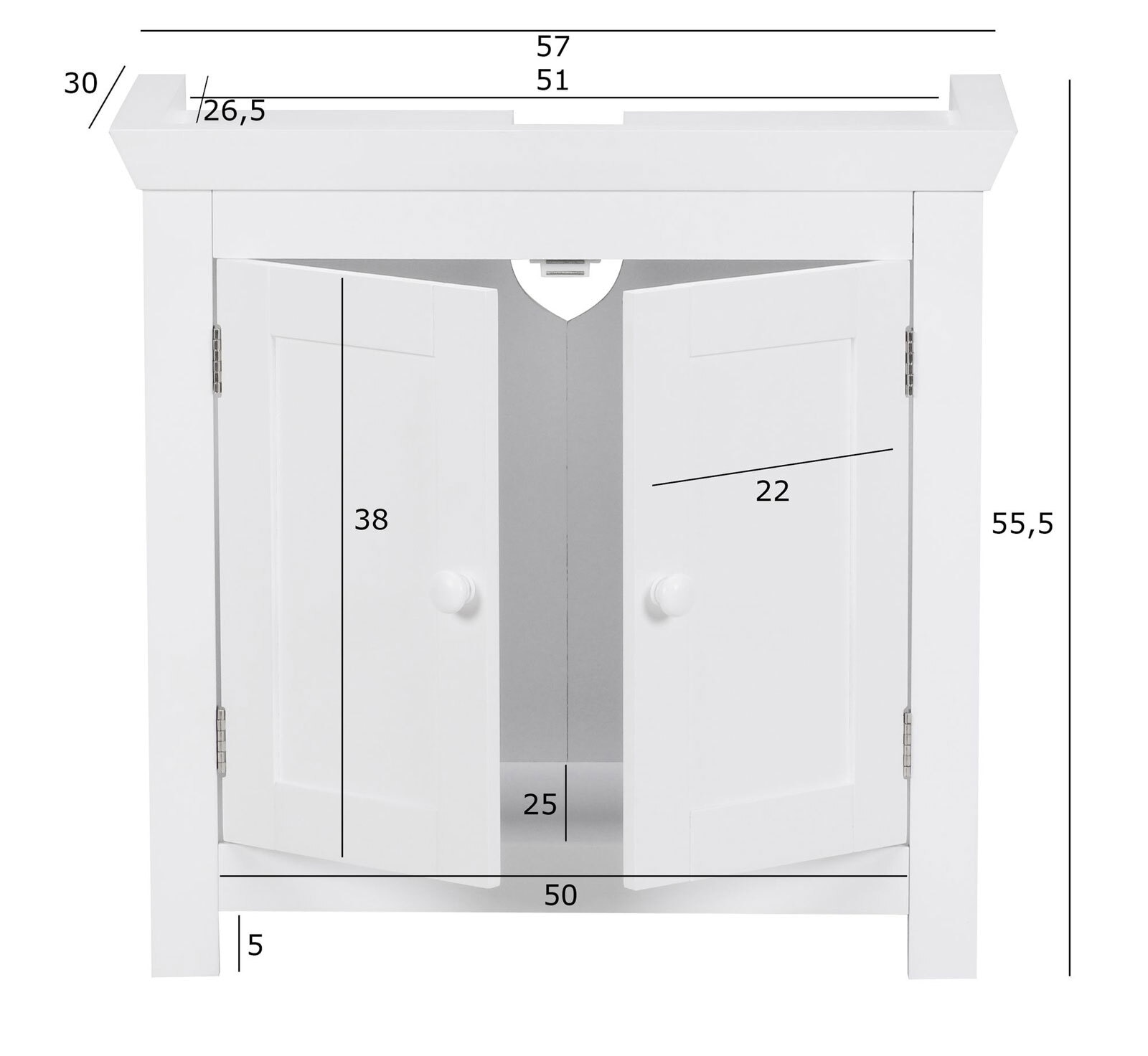 CASAVANTI Waschbeckenunterschrank 57 x  56 cm weiß
