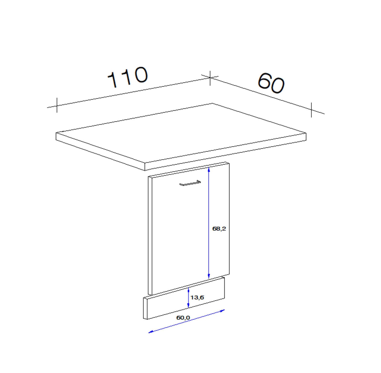 Küchenmöbel Geschirrspüler-Paket NEO ca. 110/86/60 cm weiß