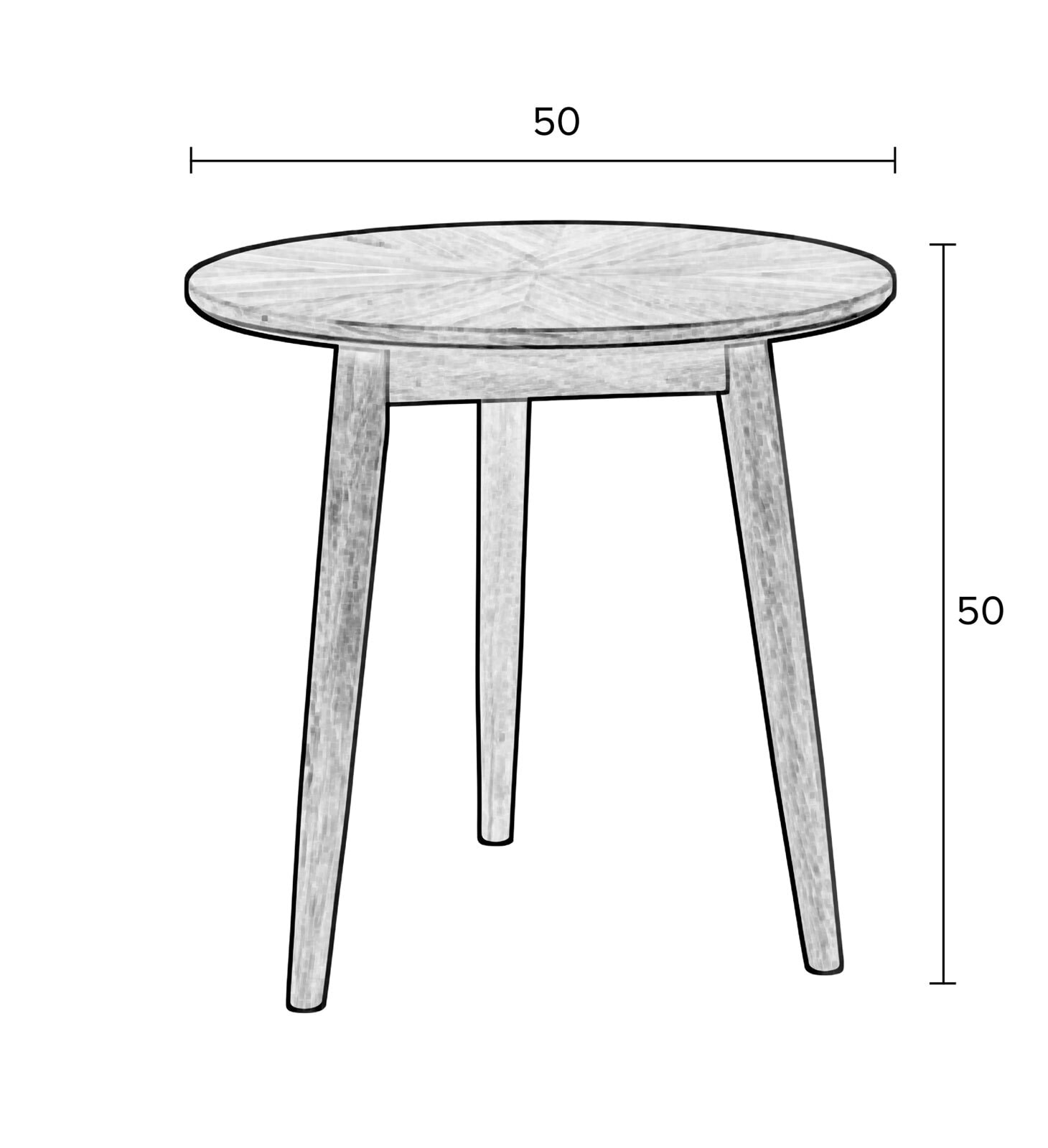 Beistelltisch rund FABIO 50 cm Eiche schwarz 