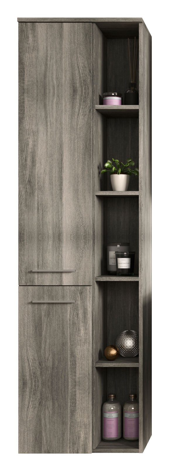 Bad Hängeschrank YORK 50 x 174 cm Rauchsilber grau