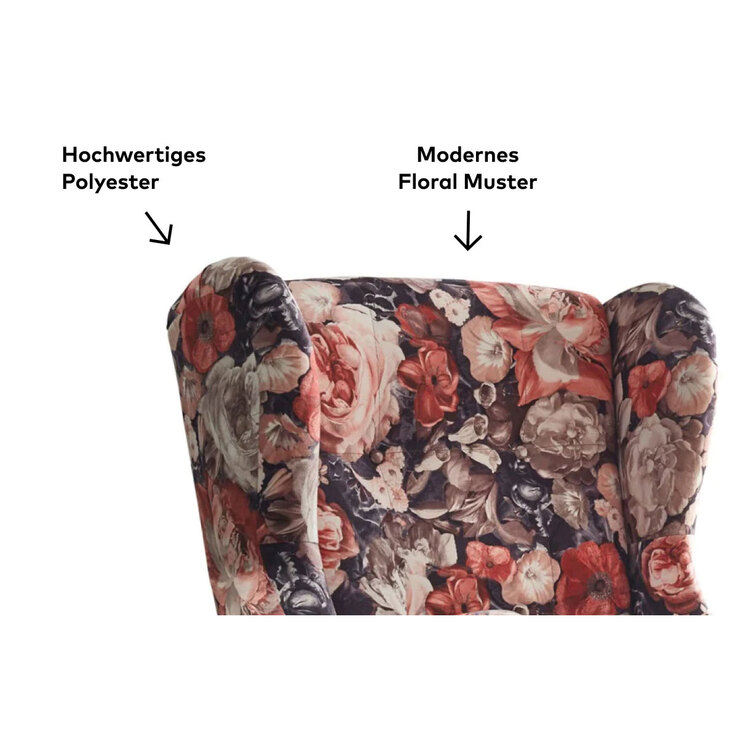 Sessel CHARLEEN Blumenmuster braun /rot