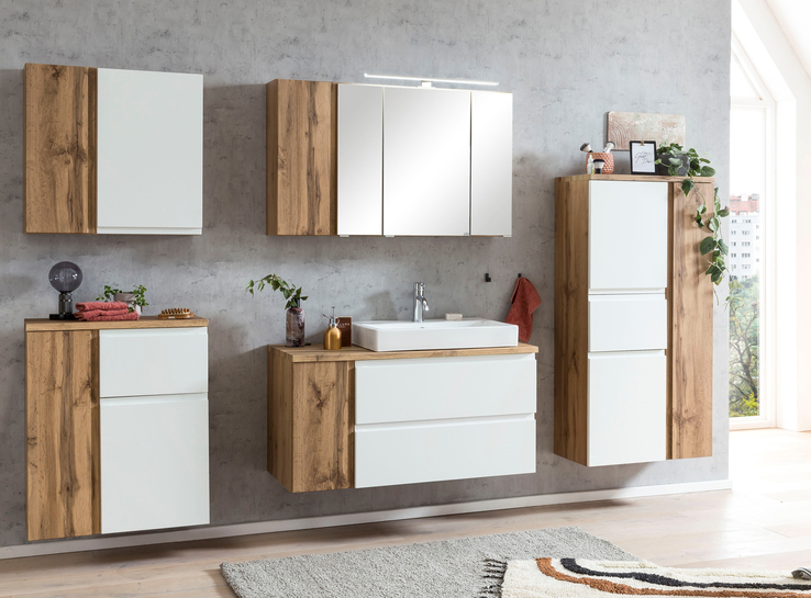 Badkombination GENT weiß/braun 105cm