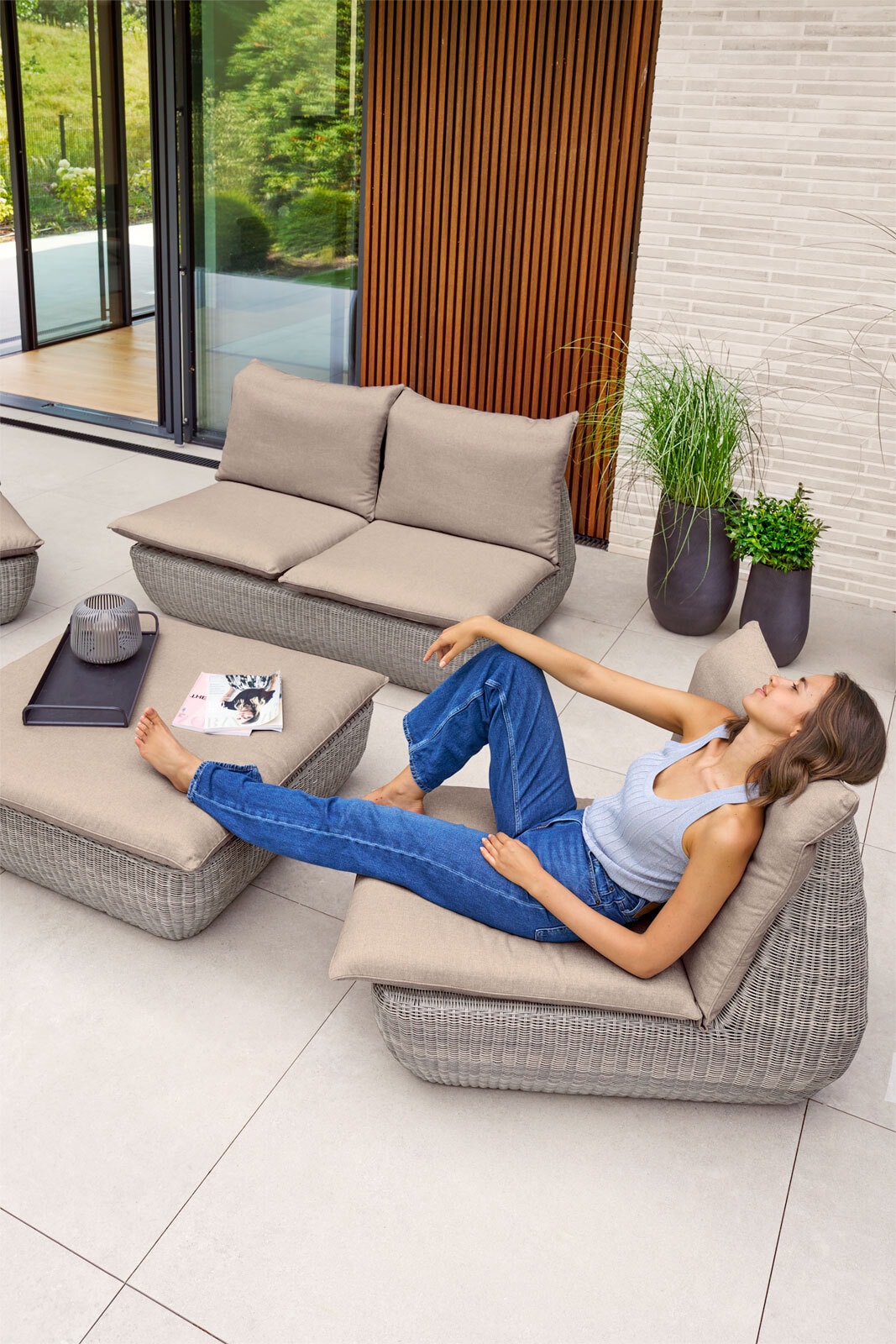 Garden FLAIR Loungemöbel Set EMMA 4-teilig beige-grau