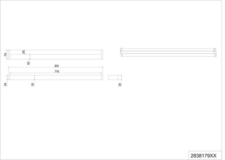 TRIO LED Badlampe FABIO 80 cm schwarz