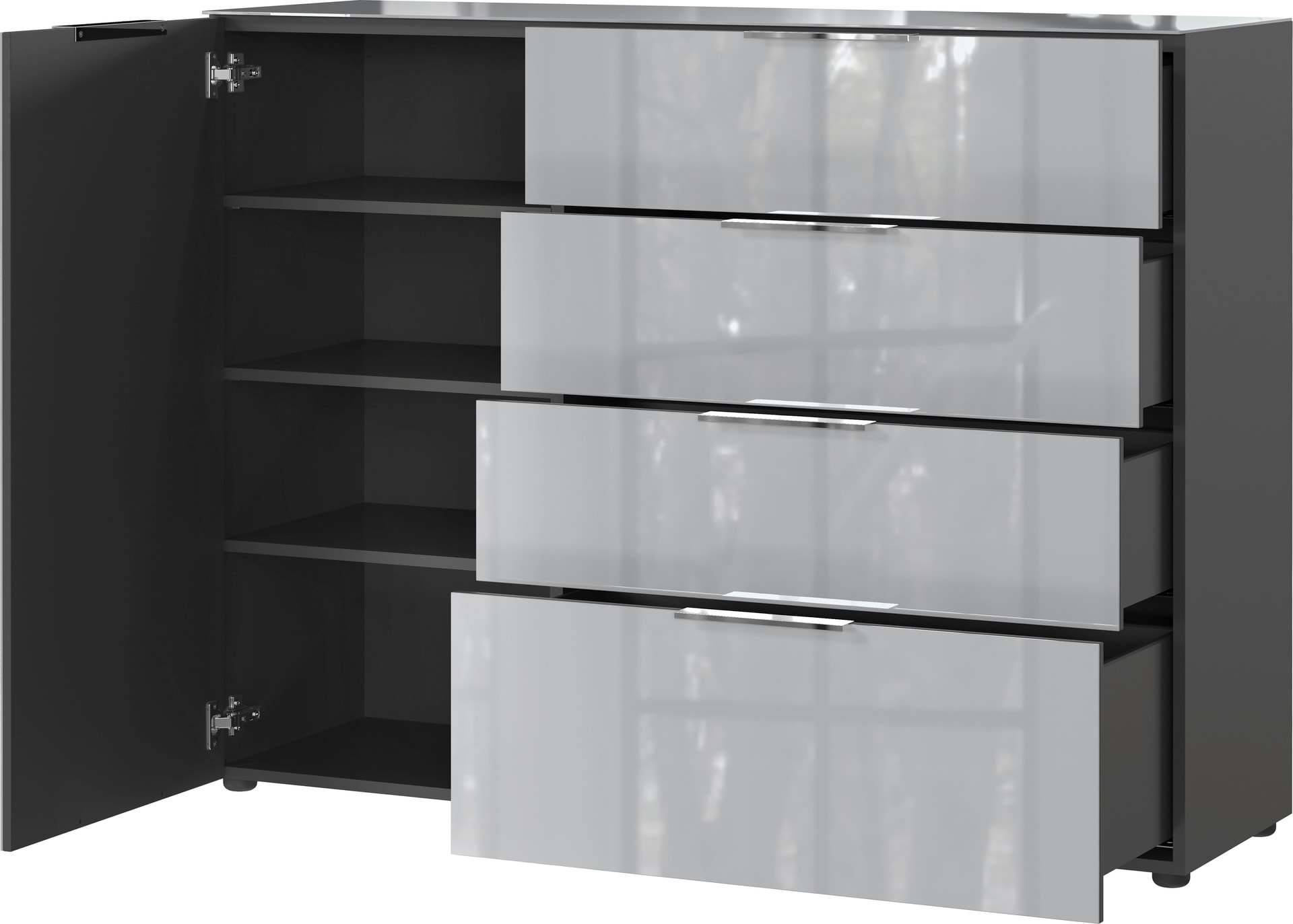 CASAVANTI Sideboard OAKLAND 134 x 102 cm Glas Graphit/Silbergrau