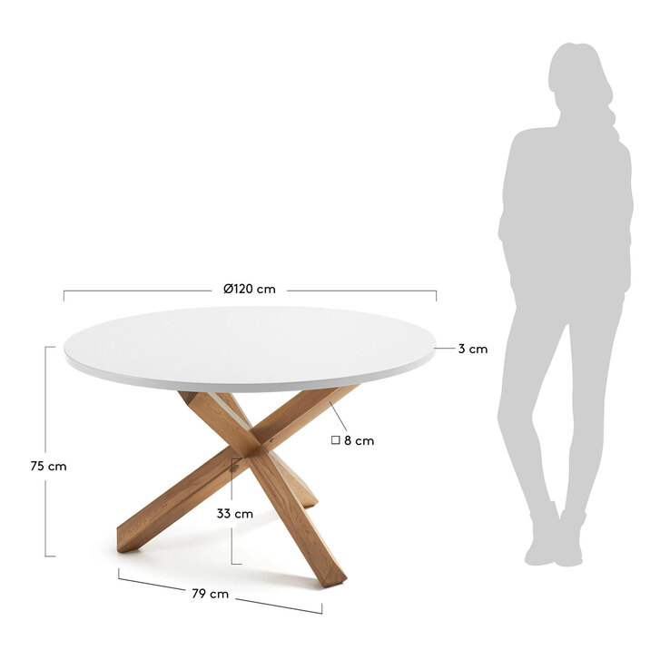 Kave Home Esstisch rund LOTUS 120 cm Buche NB /weiß NB