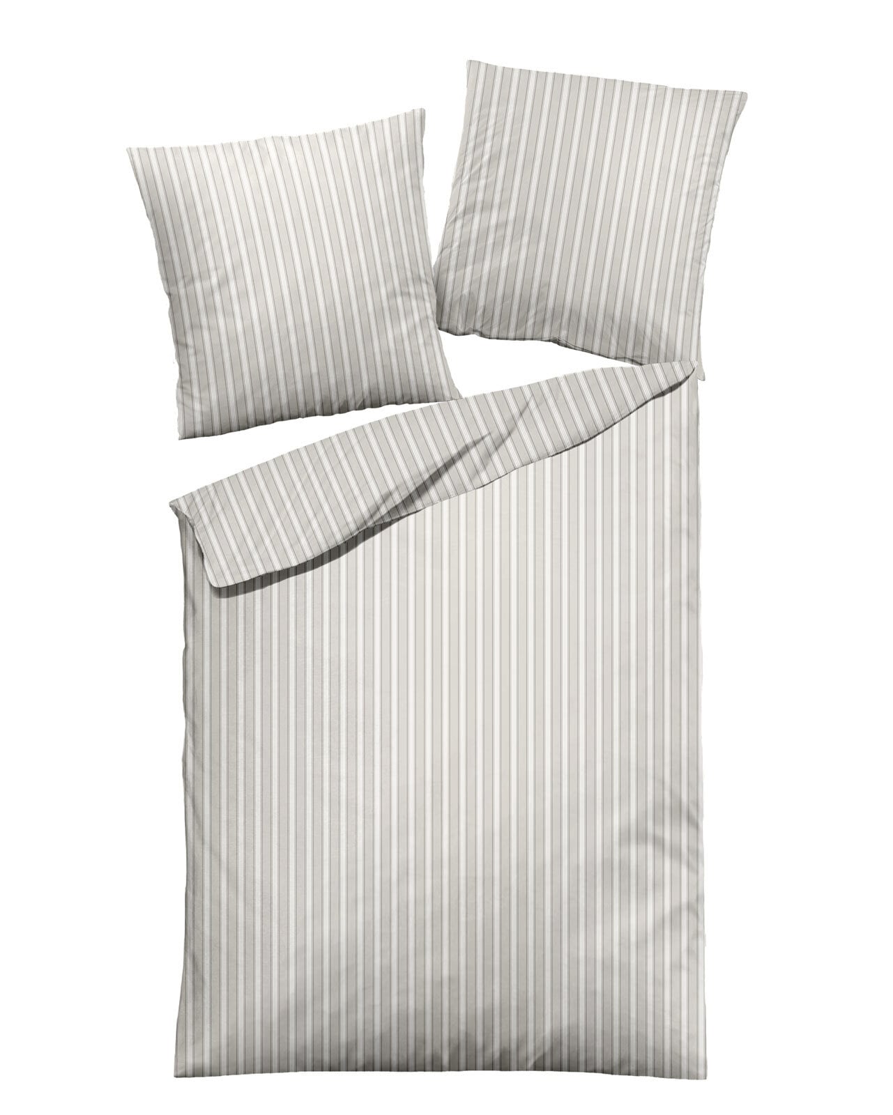 DORMISETTE Biber-Bettwäsche STREIFEN 155 x 220 cm beige/grau