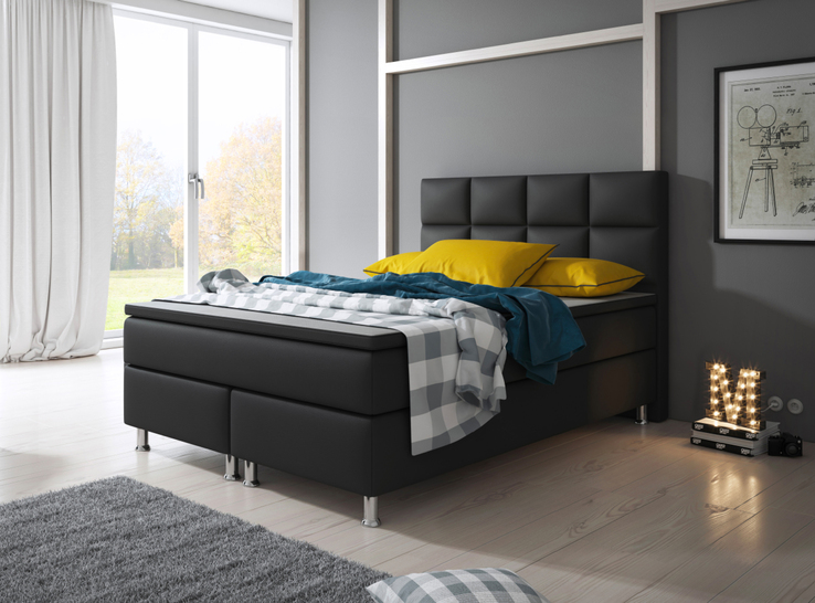 Boxspringbett MIAMI 140 x 200 cm schwarz