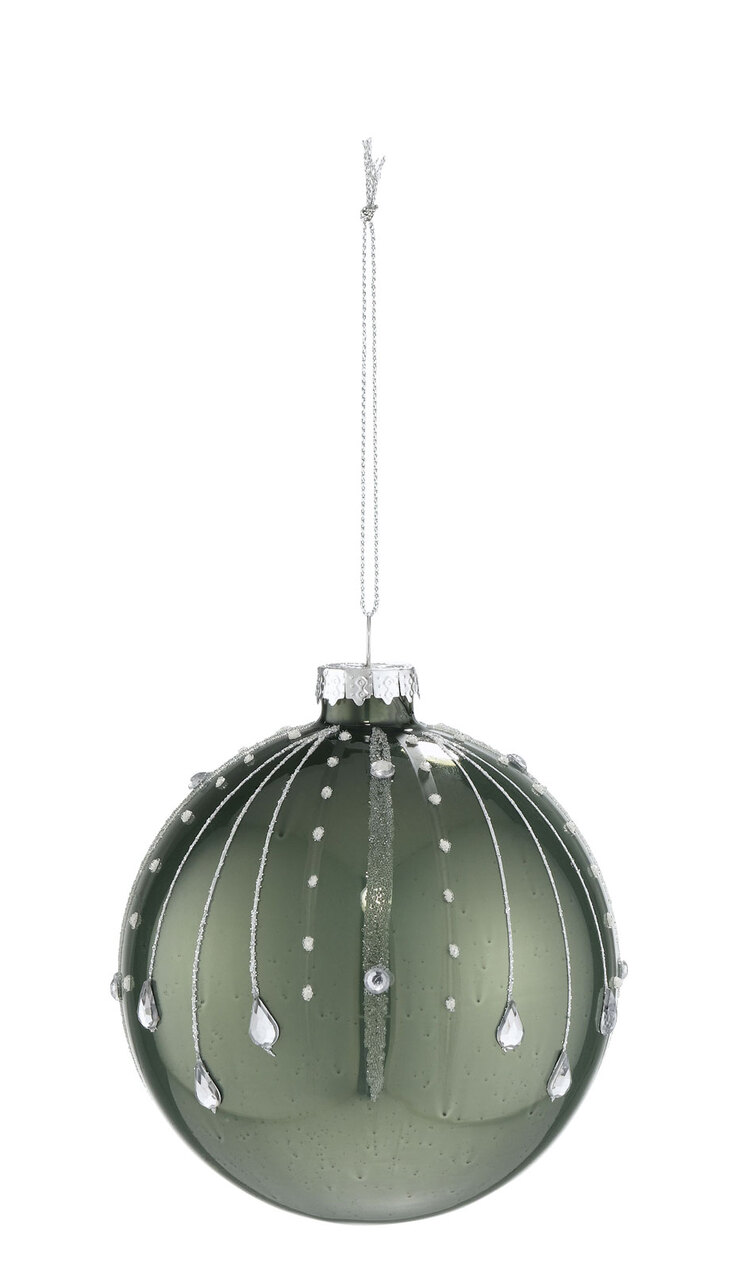 casaNOVA Weihnachtskugel 10 cm grün /silberfarbig
