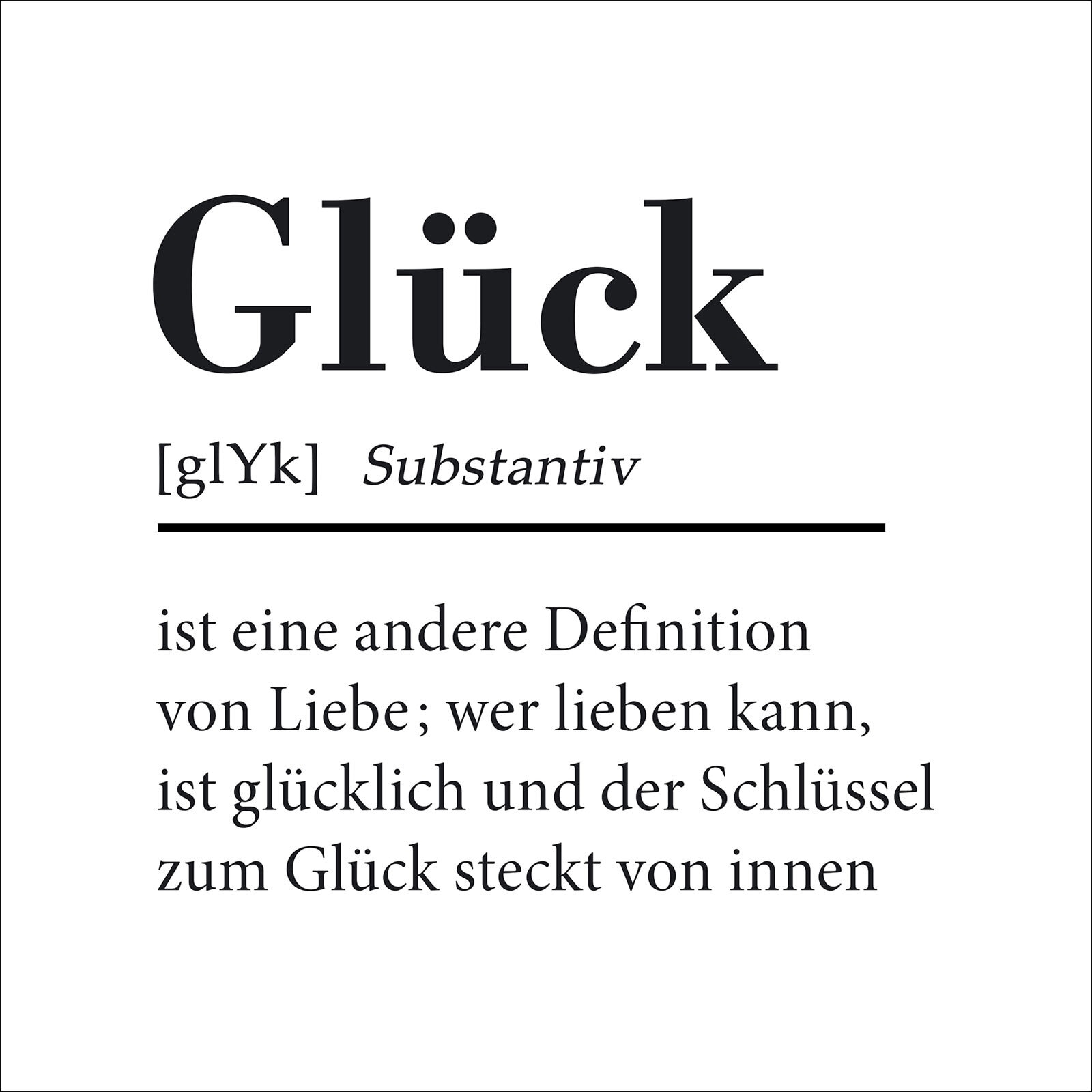 PRO ART Bild GLÜCK 30 x 30 cm schwarz/ weiß