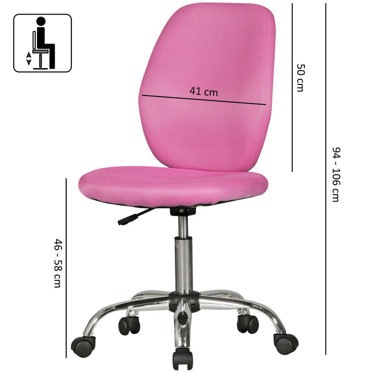 Schreibtischstuhl Mesh Silberfarbig/ Pink