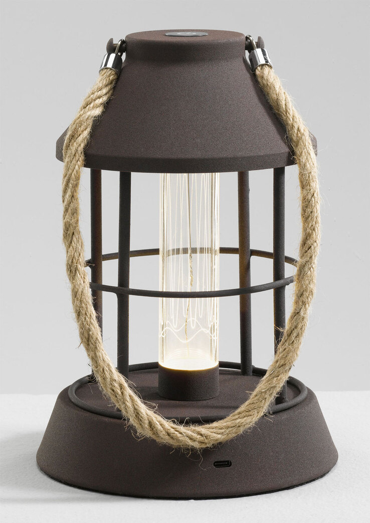 casaNOVA LED Tischlampe LATERNE FASO rostfarbig