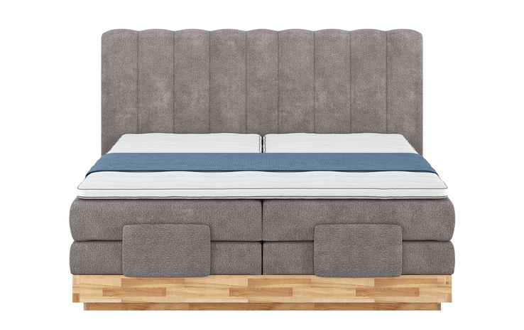 VALMONDO Boxspringbett IMOLA I 180 x 200 cm grau/ braun