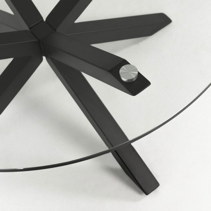 Kave Home Esstisch rund ARGO 119 cm schwarz/Klarglas