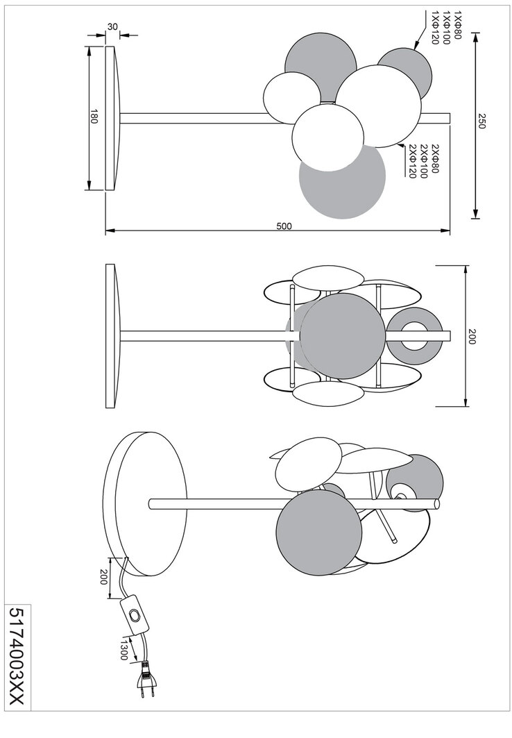 TRIO Retrofit Tischlampe TRS BUBBLE 50 cm goldfarbig