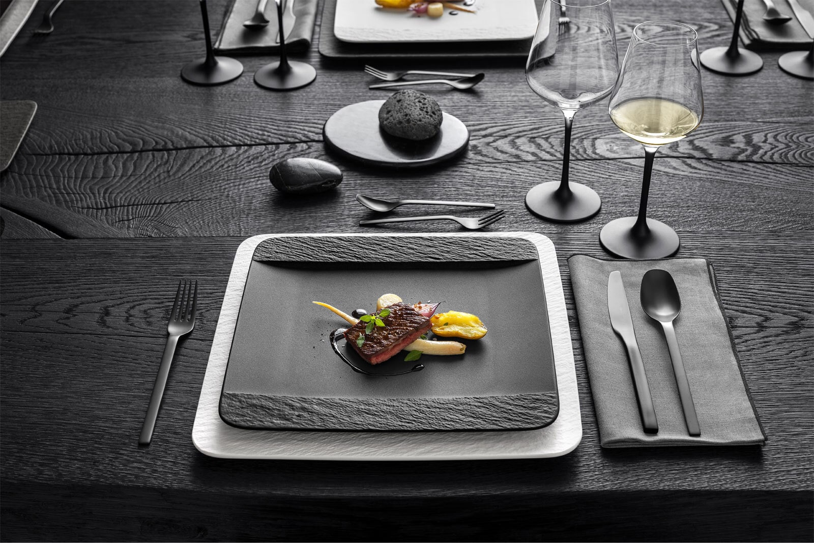 Villeroy & Boch Teller MANUFACTURE ROCK grau/ schwarz