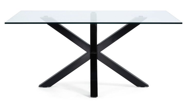 Kave Home Esstisch ARGO 160 x 90 cm schwarz /Klarglas
