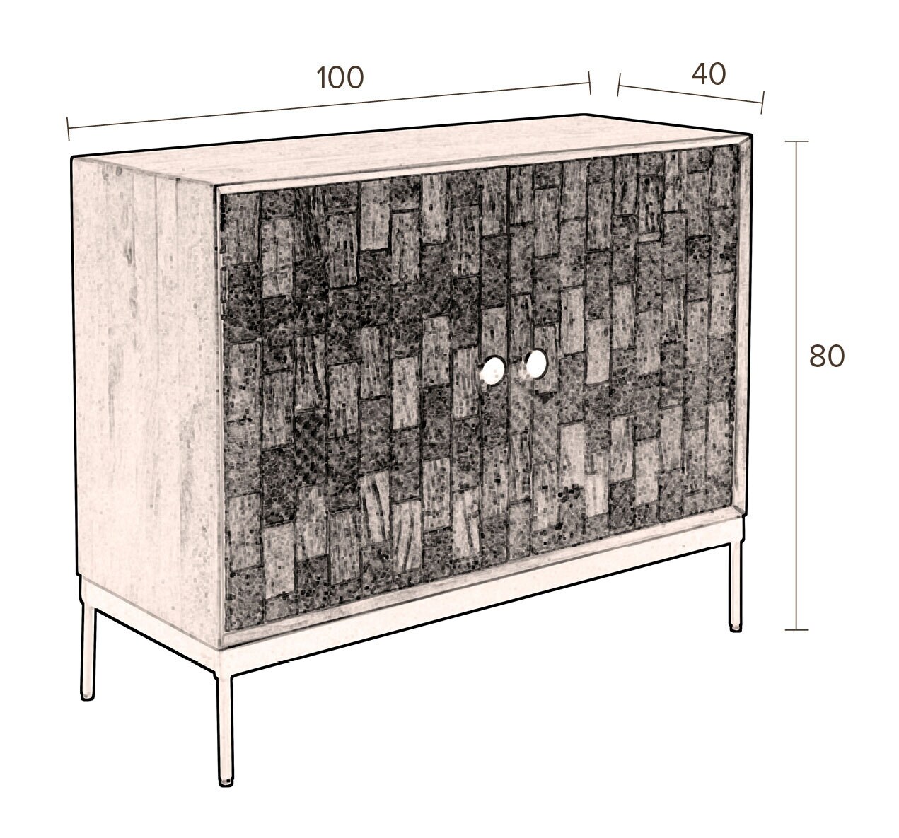 zuiver Kommode CHISEL 100 x 80 cm Massiv braun