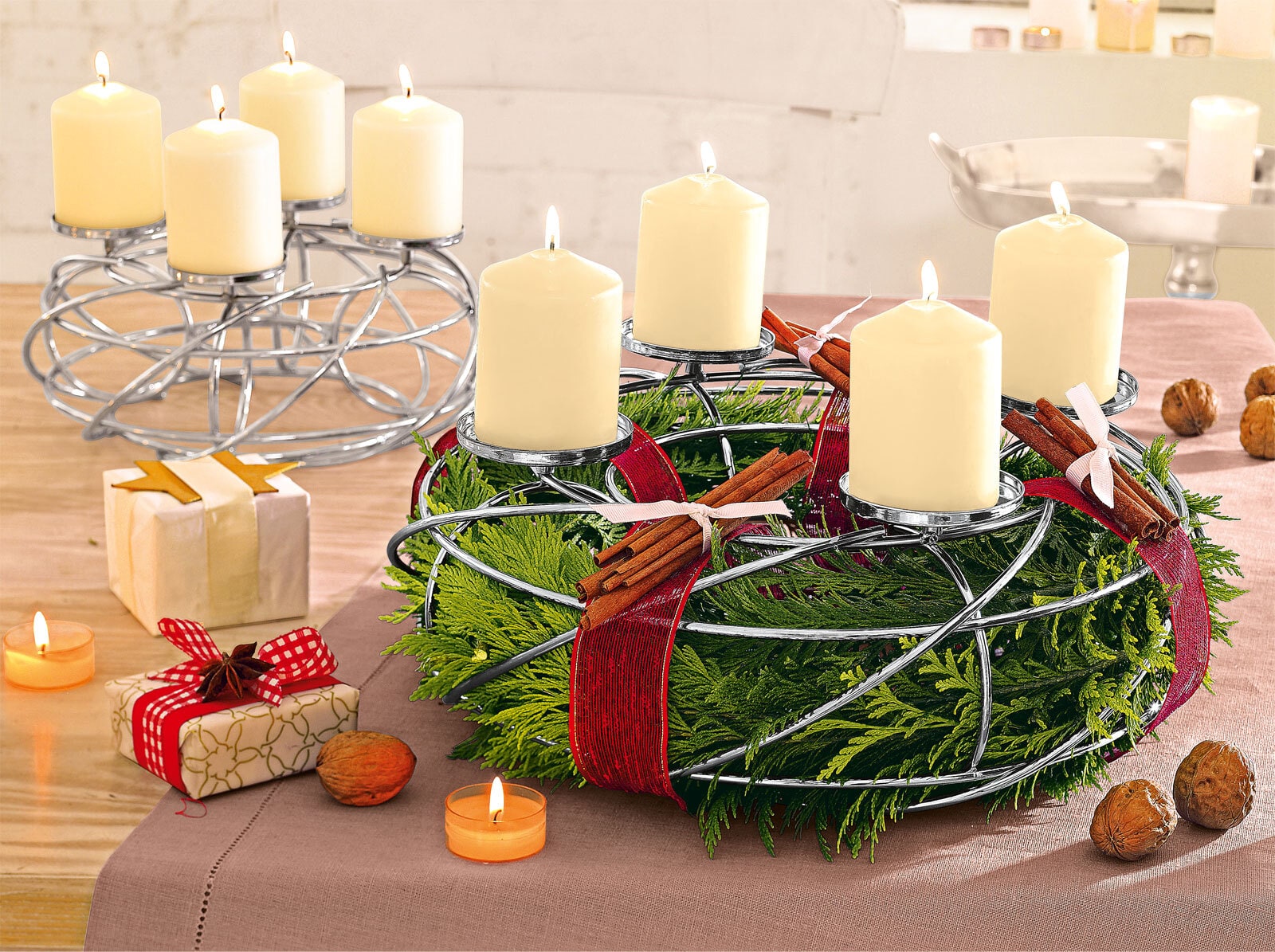 JUSTINUS Weihnachten Adventskranz LIFE STYLE 35 cm chromfarbig