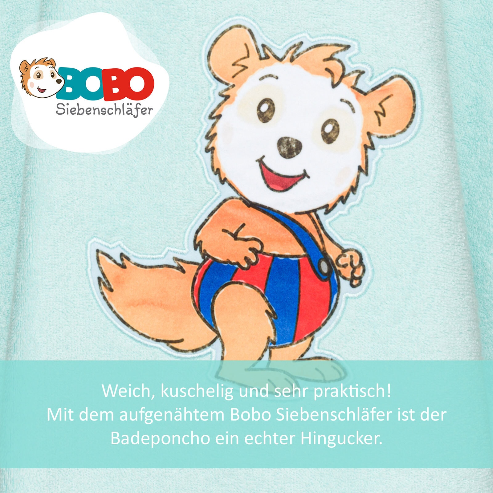 Smithy Badeponcho BOBO SIEBENSCHLÄFER 60 x 60 cm türkis 