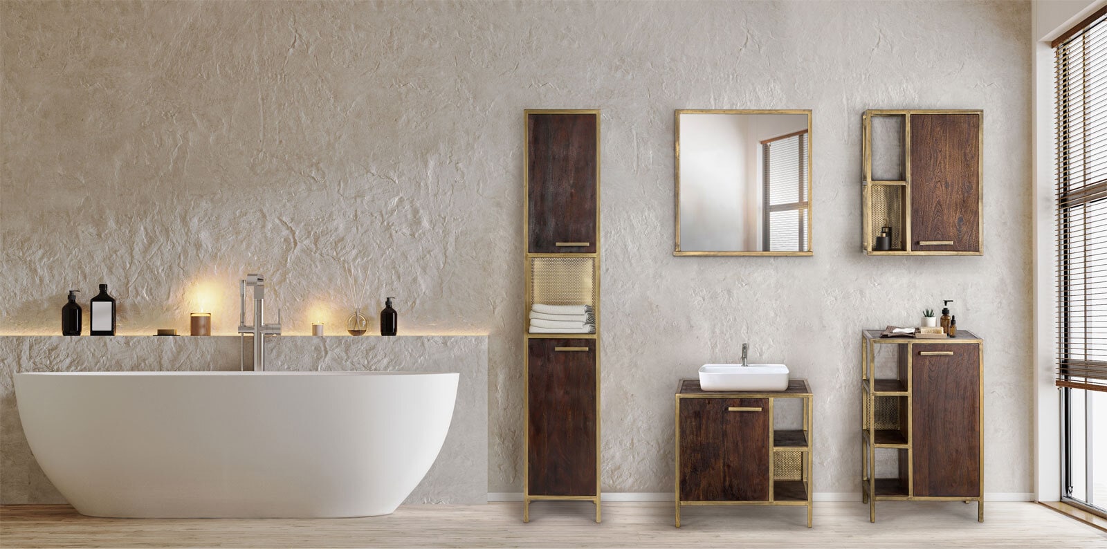 Spiegel GOLDEN BATH 62 x 66 cm Braun