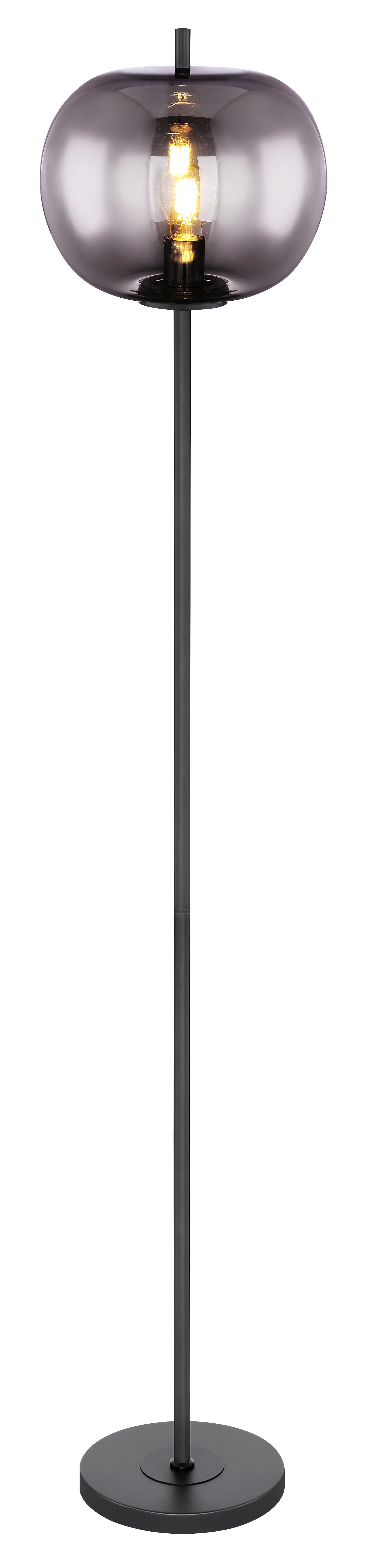 GLOBO Retrofit Stehlampe BLACKY 160 cm schwarz /rauchfarbig