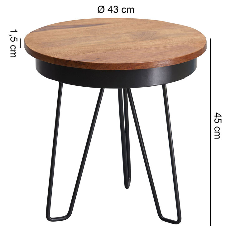 CASAVANTI Beistelltisch 53 cm braun/ schwarz