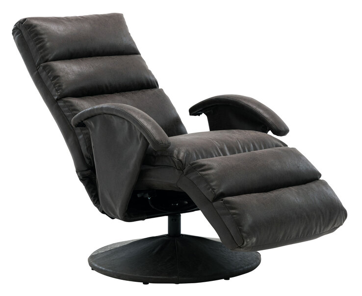 Relaxliege EMIL Lederlook Vintage schwarz