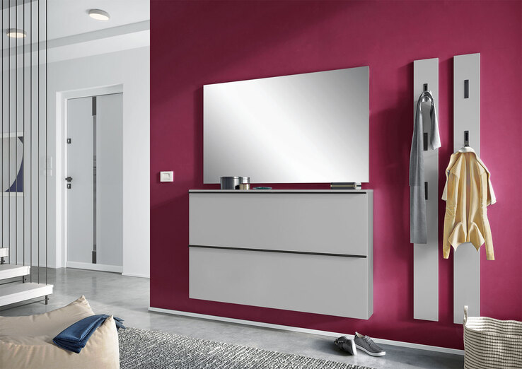 vito Schuhschrank SOLINO 140 x 85 cm Steingrau / Schwarz