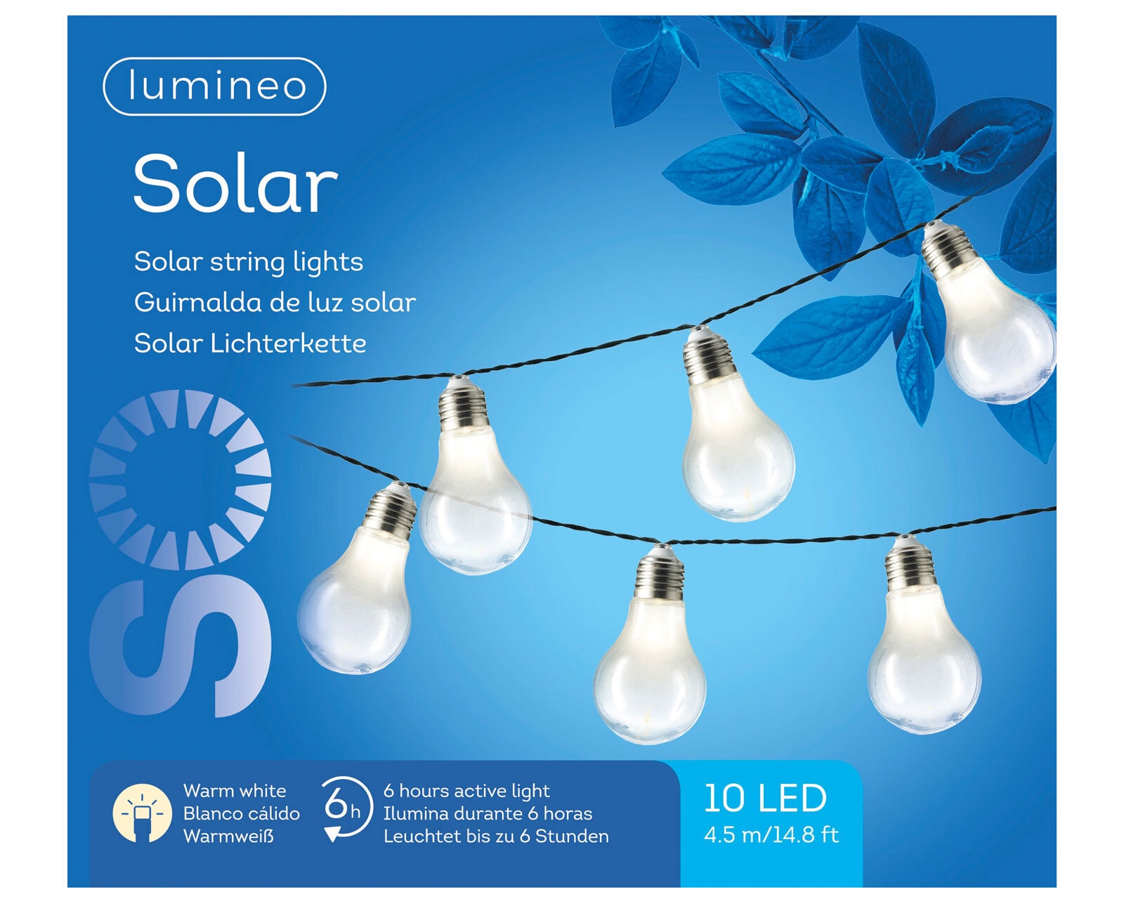 LED Solarlichterkette GLÜHLAMPE 10-flg