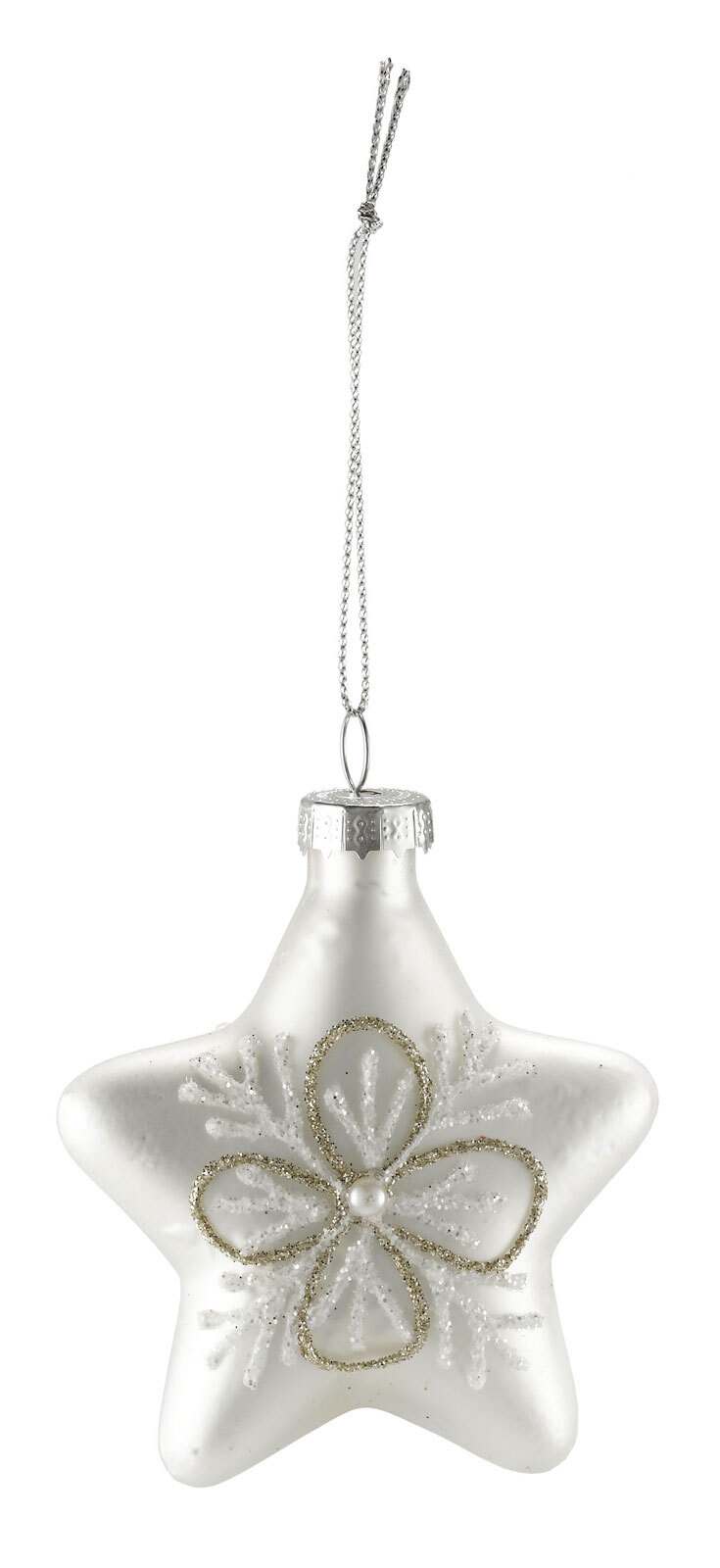casaNOVA Weihnachtsbaumschmuck Stern 8 cm silberfarbig matt /Glitzer weiß & goldfarbig