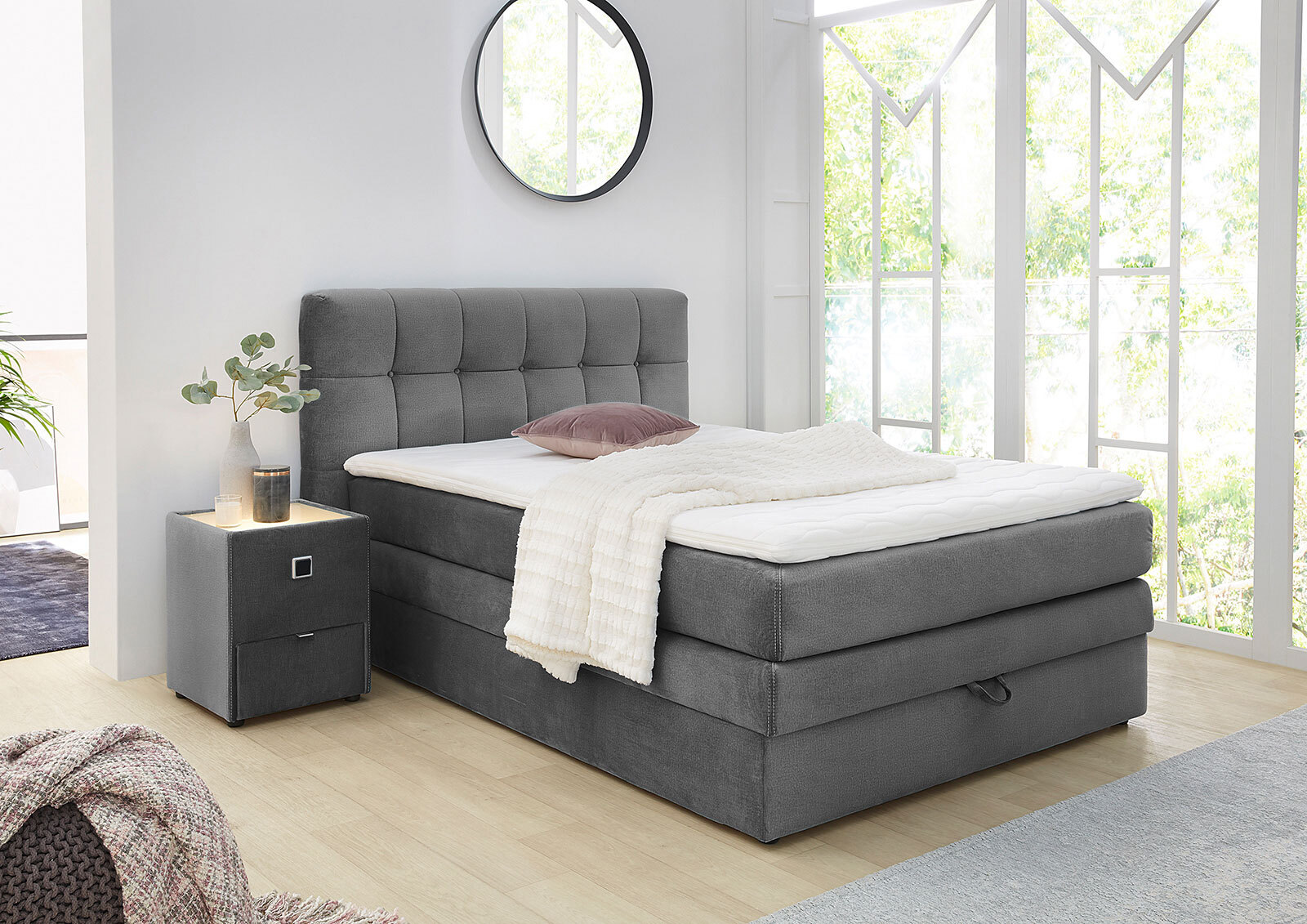 CASAVANTI Boxspringbett AMY 140 x 200 cm grau