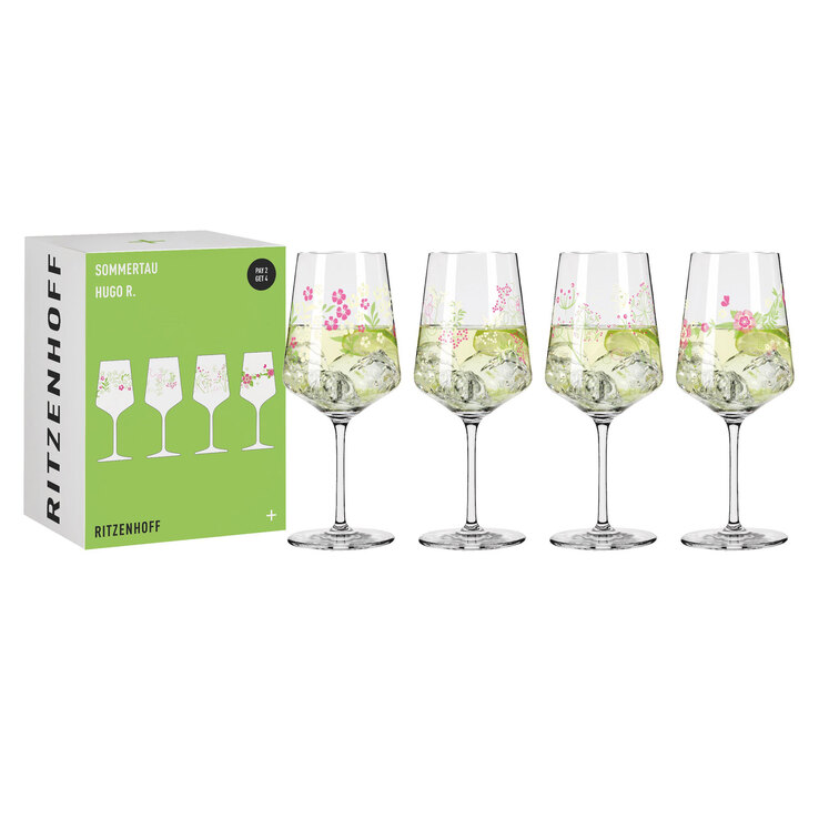 RITZENHOFF Aperitifglas SOMMERTAU HUGO 4er Set Blumen Kristallglas