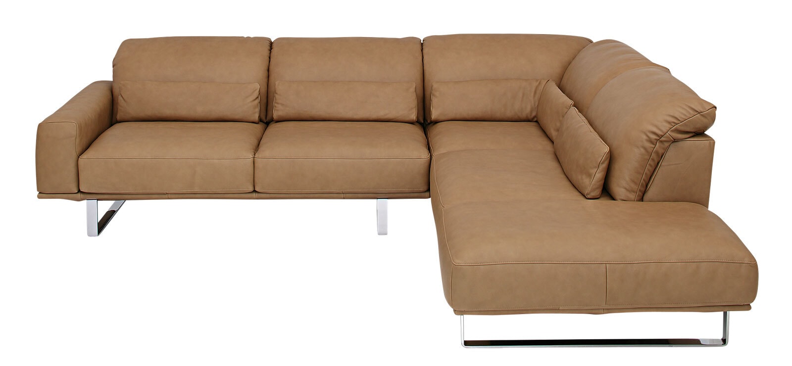 MONDO Ecksofa GEELONG 252 x 112 cm Lederbezug nougatbraun