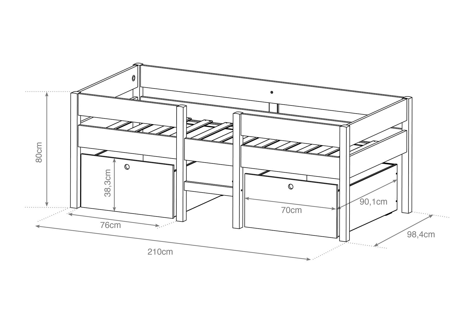 Schubladen-Set ALTO 58 x 90 cm weiß