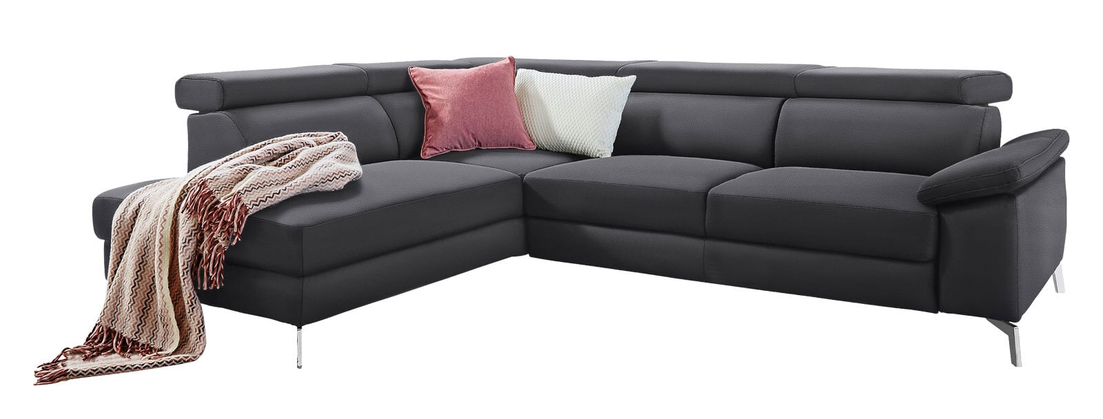 MONDO Ecksofa MAJOLA I-L Leder Bronco black