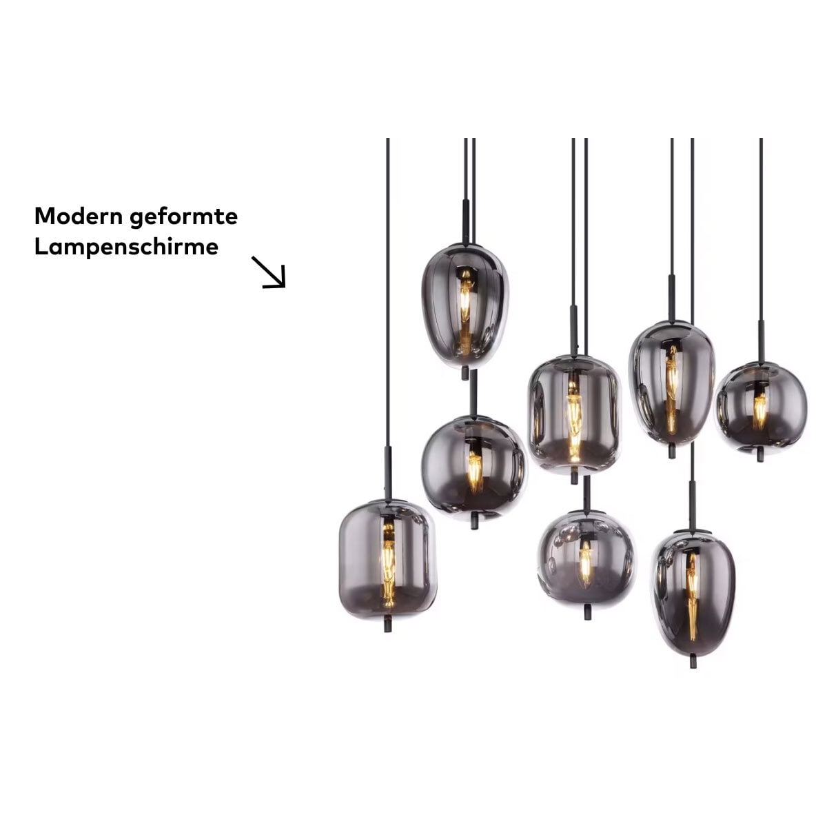 GLOBO Retrofit Pendellampe BLACKY 8-flammig