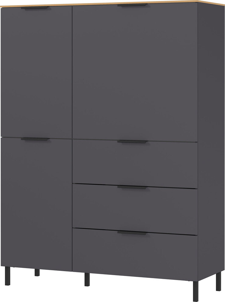 Highboard CALIFORNIA Graphit/ Navarra-Eiche