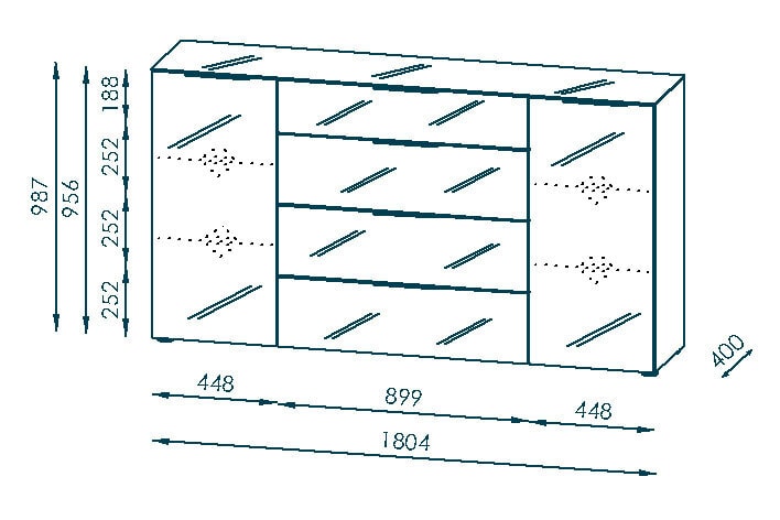 CASAVANTI Kommode COMO 180 x 100 x 40 cm weiß matt